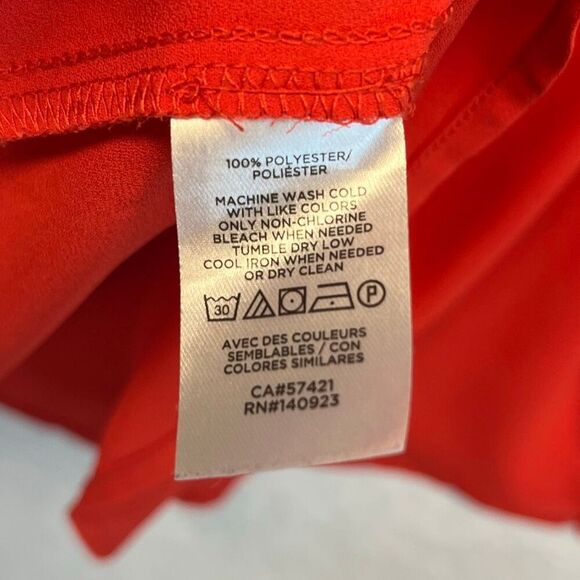 LOFT Women’s Sleeveless Blouse Large Red Ruffle Trim Keyhole Neck Flowy Top - Picture 9 of 13